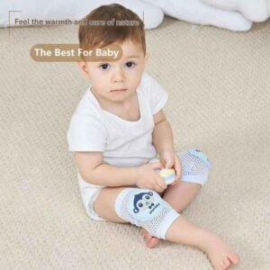 Cute Baby Knee Pads with Spongy Anti-Slip Pads – Adjustable, Breathable & Protective (0–4 Years, Green, 1 Pair)